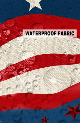 Vista 5 de Funda de almohada impermeable para el Día de la Independencia para exteriores, diseño de estrella en ondas rojas y azules, fundas de cojín