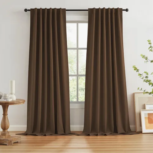 Vista 14 de KEQIAOSUOCAI - Cortinas opacas naturales de 108 pulgadas de largo, cortinas modernas con pestaña trasera, paneles plisados para sistema de cortina