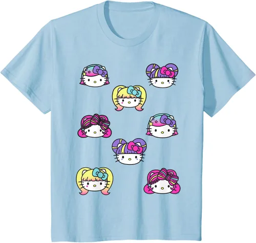 Vista 13 de hello kitty Kawaii Multi peinado Tee, Azul (Heather blue)