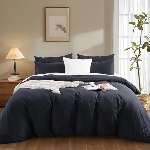 Vista 321 de NEXHOME PRO Funda de edredón Twin XL 100% algodón lavado, transpirable, duradera, texturizada, similar al lino, juego de ropa de cama para el hogar