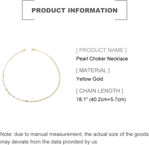 Vista 2 de Gargantilla de perlas de agua dulce de oro de 14 quilates para mujer, collar de cadena de perlas blancas cultivadas, regalo de joyería de perlas