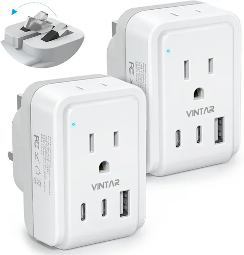 Vista 16 de VINTAR Adaptador tipo M para Sudáfrica, paquete de 2 enchufes plegables
