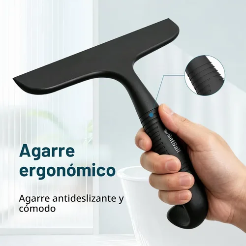 Vista 5 de SetSail Shower Squeegee for Glass Doors,One-piece All Silicone Squeegee Black