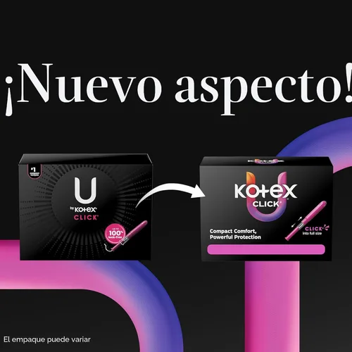 Vista 2 de U by Kotex Click - Tampones compactos, súper absorbencia, sin perfume, 45