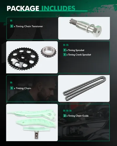 Vista 2 de SCITOO Juego de cadenas de distribución del motor para Mini Cooper 1.6L l4 DOHC 16 válvulas, código de motor N14B16A 2007-2012, herramientas