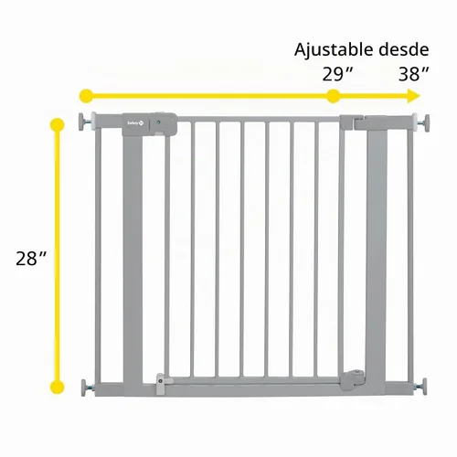 Vista 5 de Safety 1st Puerta de bebé de cierre automático fácil de instalar con fijación de montaje a presión, color gris