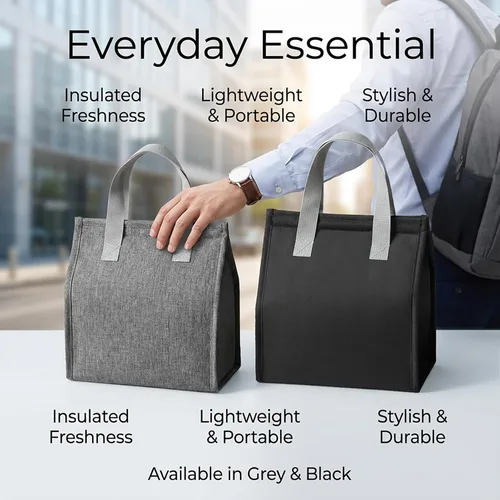 Vista 2 de Rainflow - Bolsa de almuerzo térmica para viajes de oficina Insulated Lunch Bag Keeps Food Hot Or Cold, Waterproof Reusable Carrier For Work