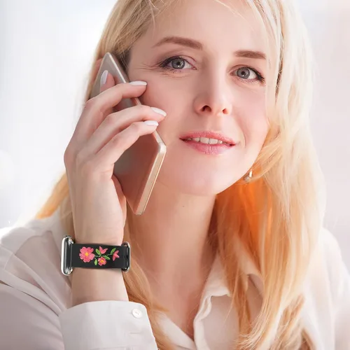 Vista 6 de Correas de reloj de cuero para Apple Watch de 1.732 in 1.496 in 1.575 in 1.614 in 1.654 in 1.772 in 1.929 in Personalidad bordado elegante pulseras