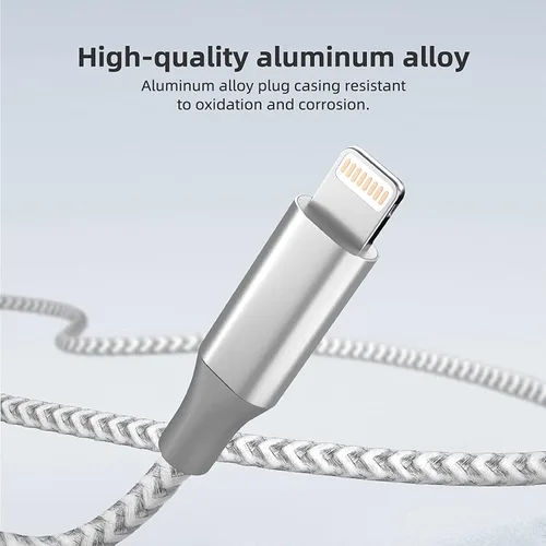 Vista 4 de Cargador para iPhone [certificado Apple MFi] Paquete de 3 cables Lightning de 10 pies de largo, carga rápida, sincronización de datos, cable USB