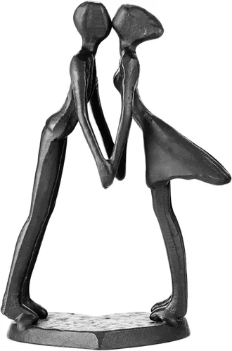 Vista 7 de Escultura de hierro hecha a mano, adorno de metal, figura de pareja, arte romántico, estatua de hierro, detalles modernos abstractos, figuritas