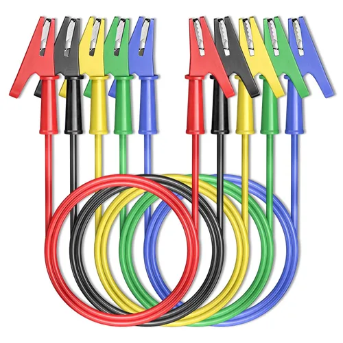 Vista 13 de Goupchn Clips de cocodrilo de doble extremo para cables de prueba eléctrica con clips de cobre flexibles de envoltura completa 5 piezas para pruebas
