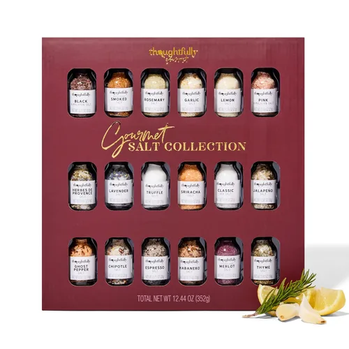 Vista 9 de Thoughtfully Gourmet, Set de Regalo Muestreador de Sal de Cocina Gourmet, Sales de Condimento Gourmet en Botellas de Vidrio, Los Sabores Incluyen