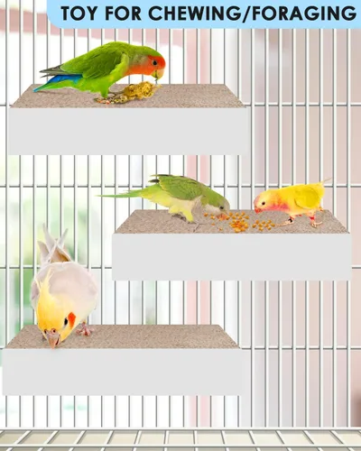 Vista 5 de KATUMO Juguetes para pájaros, periquito de papel de 7.8 pulgadas, trituración, juguetes para masticar, loro perca, plataforma, conure, juguetes