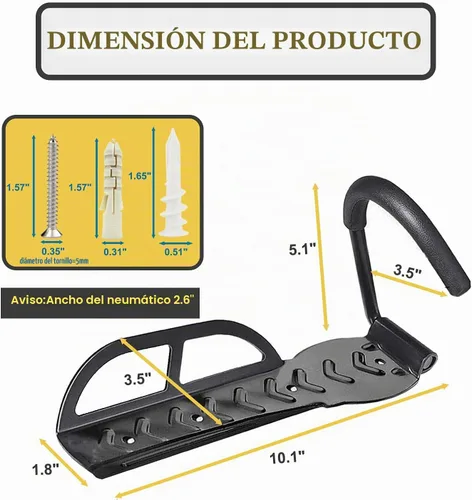 Vista 4 de Portabicicletas para garaje de pared, paquete de 4 ganchos verticales para bicicleta, ganchos colgantes para almacenamiento en interiores