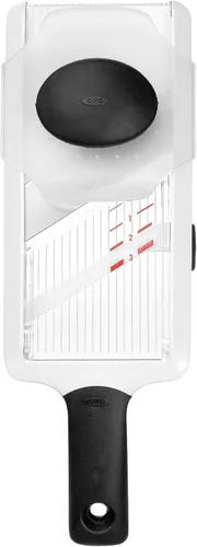 Vista 4 de OXO Good Grips - Cortador de mandolina de mano con mango antideslizante para cocina Adjustable Thickness Settings, Hand Guard Included, Slice