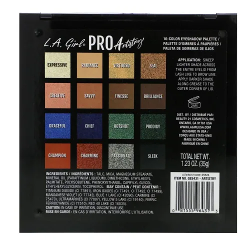 Vista 4 de L.A. Girl PRO Paleta de sombras de ojos, Artistry GES431
