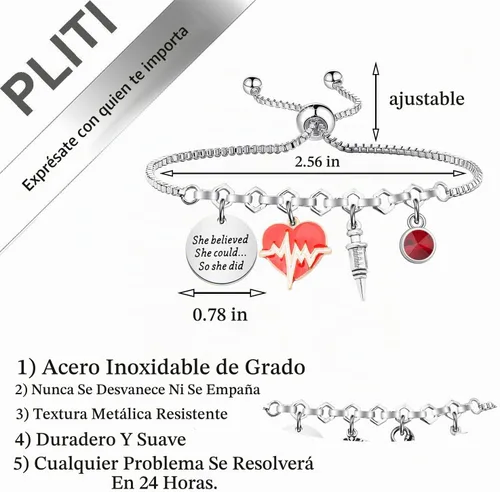 Vista 2 de PLITI Pulsera flebotomista – Regalo de graduación de técnico de flebotomía: «She Believed She Could So She Did»