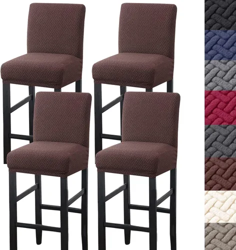Vista 9 de HFCNMY Fundas para taburetes de bar, paquete de 2 fundas elásticas para taburetes de bar con respaldo, fundas de taburete de bar de jacquard
