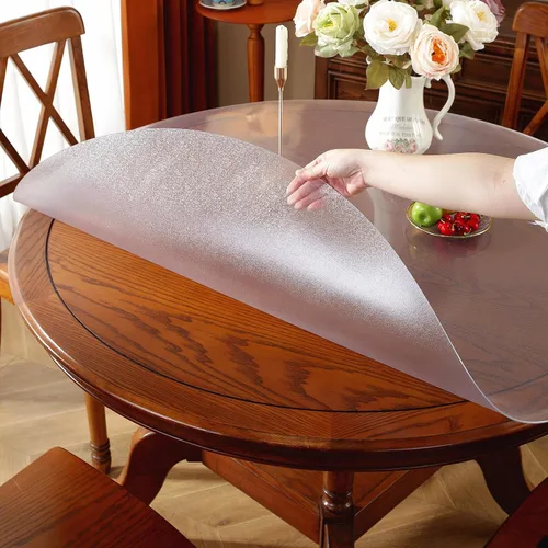Vista 9 de OstepDecor - Protector de mesa redondo transparente de 30 pulgadas, cubierta de mesa transparente gruesa, mantel de mesa redondo de PVC impermeable