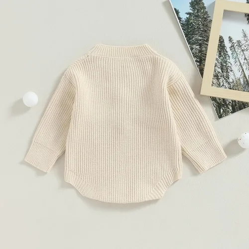 Vista 3 de OikMombiu Suéter de punto de conejo de manga larga con cuello redondo para niña pequeña, sudadera de invierno linda