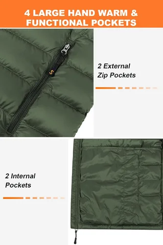 Vista 7 de Chaqueta de plumón plegable para hombre, chaqueta acolchada ligera y cálida
