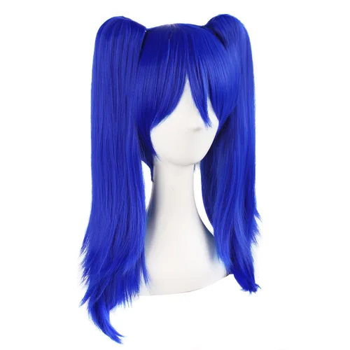 Vista 2 de MapofBeauty 20 pulgadas/19.7 in doble cola recta pelo Cosplay pelucas (azul marino)