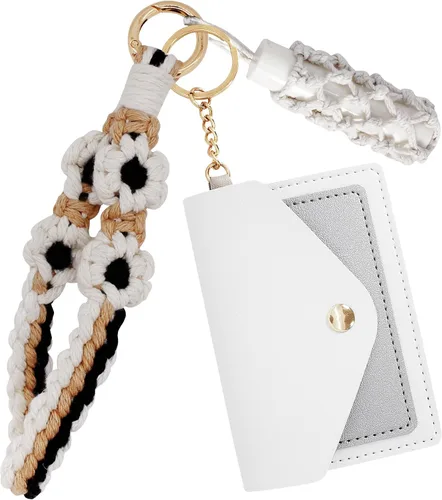 Vista 36 de BIHRTC Llavero de pulsera boho con soporte para lápiz labial, pulsera hecha a mano