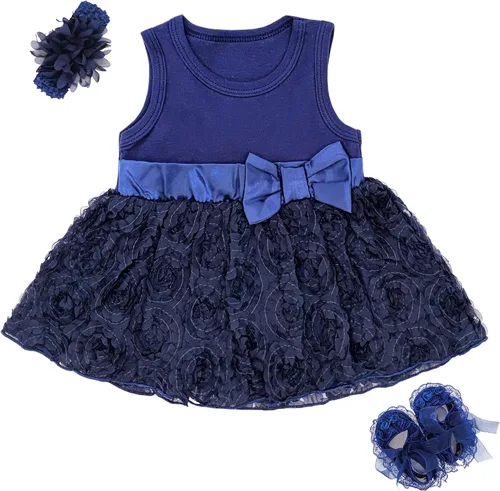 Vista 8 de Niyage Conjunto de ropa para bebé niña con flores, enterito con tutú, bodysuit para fiesta Vestido floral-negro
