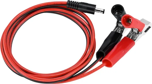 Vista 4 de Yeebline DC 5.5 0.083 in Abrazaderas de batería Cable de extensión, 5FT 16AWG 12V Pinzas de cocodrilo Conector macho para sujetar cargador de coche