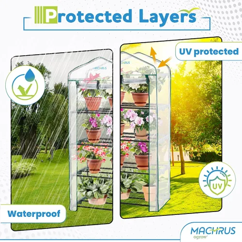 Vista 4 de Ogrow® Mini invernadero portátil, con cubierta y estantes de 4 niveles Transparente