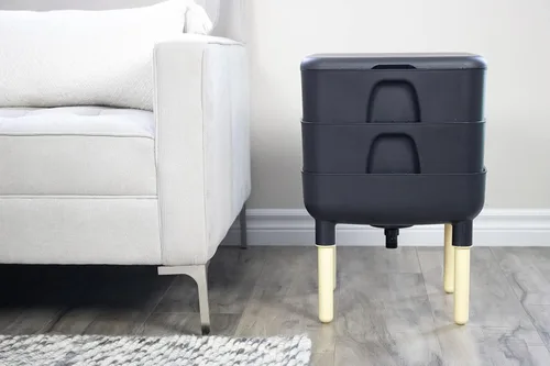 Vista 10 de FCMP Outdoor - The Essential Living Composter, contenedor de 2 bandejas para vermicompostador de gusanos (HF-LC4000v2-BLK) negro