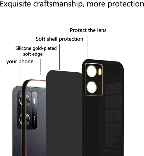 Vista 4 de Compatible con Oppo A57s Funda de silicona rosa, chapado para Oppo A57 0.14 oz, funda delgada y suave a prueba de golpes (negro)