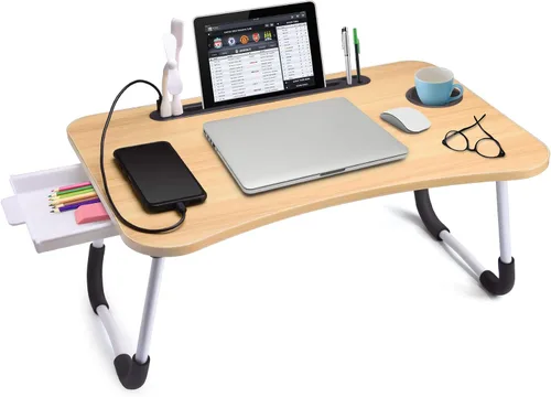 Vista 11 de Slendor Escritorio de cama para portátil y escritura con almacenamiento Negro
