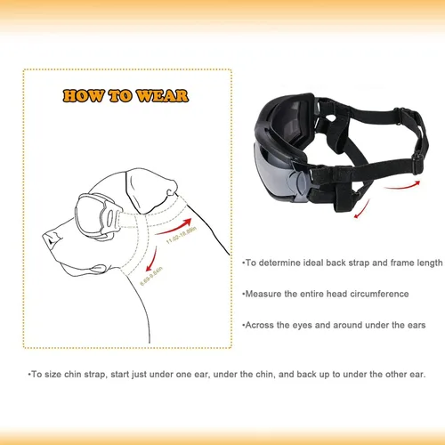 Vista 3 de Gafas de Sol para Perros Gafas Protectoras para Perros, Protección UV, Protección contra Viento, Polvo, Niebla, Gafas para Mascotas, Protección