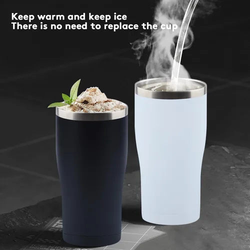 Vista 3 de Vaso de 20 onzas con tapa, vasos de acero inoxidable a granel, vaso aislado al vacío de doble pared para café de viaje, vaso con recubrimiento