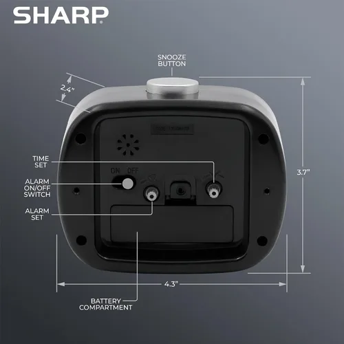 Vista 4 de Sharp Reloj despertador, reloj analógico retro simple alimentado por batería, negro, blanco