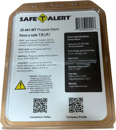 Vista 3 de Safe T Alert Serie 20 Mini Alarma de Gas LP - Alarma de Propano - Montaje en Superficie, Blanco - 20-441-P-WT