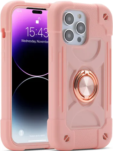Vista 11 de MARKILL Funda compatible con iPhone 14 Pro Max de 6.7 pulgadas con soporte de anillo, silicona suave y plástico duro, funda de teléfono resistente