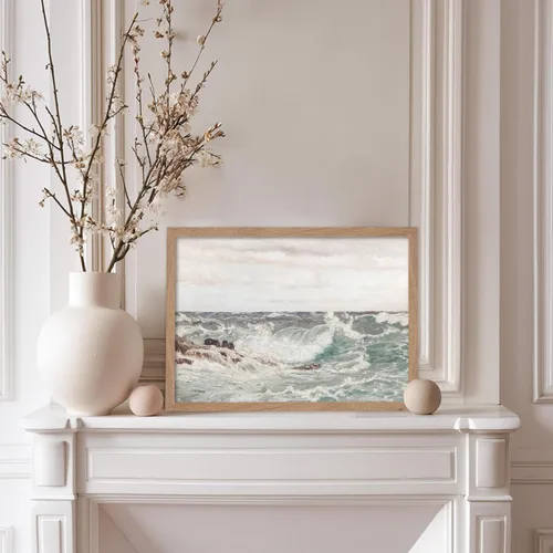 Vista 5 de Poster Master Póster vintage de pintura de olas del océano, impresión retro del océano, bellas artes, arte de paisaje marino, regalo para hombres