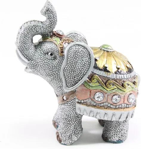 Vista 2 de W Feng Shui - Figura de la suerte de elefante de 4.5 pulgadas de alto, decoración del hogar, regalo de inauguración de la casa (G16240)