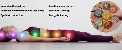 Vista 2 de Jet 7 Chakra Reiki Set Grabado Redondo para Curar Chakra Equilibrio Meditación, Vibraciones Positivas