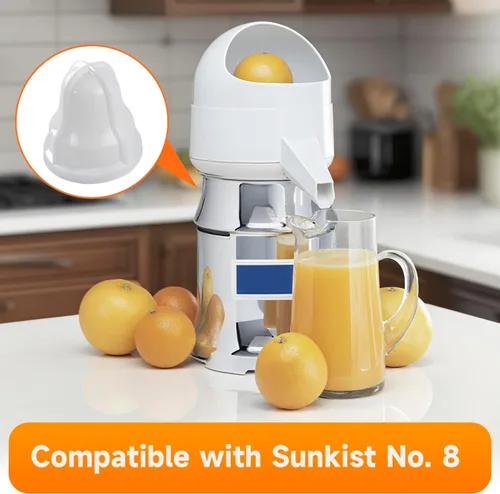 Vista 3 de Bombilla extractora de cuello cuadrado para exprimidor de limón/lima blanco compatible con Sunkist No. 8 Reemplazar #: 02AR
