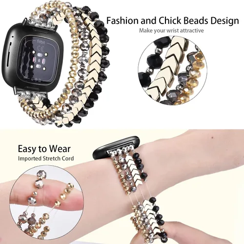 Vista 3 de MOFREE Bracelet Compatible with Fitbit Versa 3/Versa 4 Bands/Fitbit Sense/Sense 2 Bands for Women