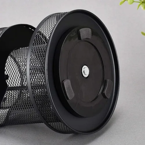 Vista 5 de Organizador de escritorio giratorio negro con 7 compartimentos de 360 grados, soporte para lápices