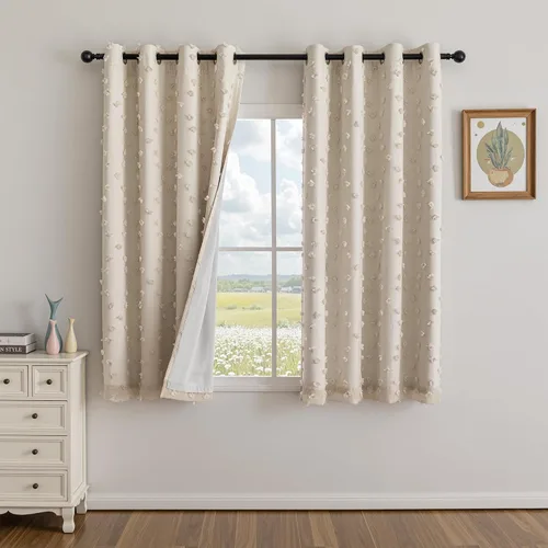 Vista 36 de MYSKY HOME - Cortinas opacas rosadas para dormitorio de niñas de 54 pulgadas de largo, cortinas cortas para tratamiento de ventanas, 100% cortinas