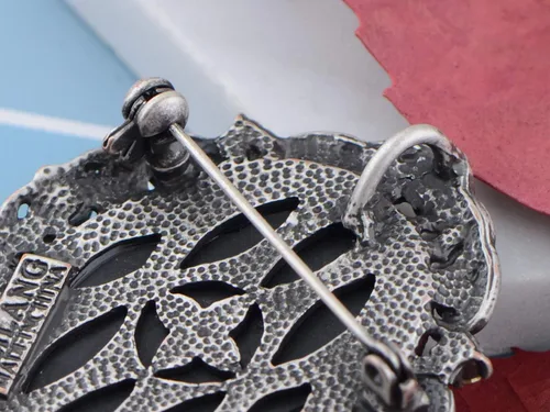 Vista 5 de Alilang Broche de pasador de camafeo con flores de cristal rosa antiguo inspirado en la vendimia Negro