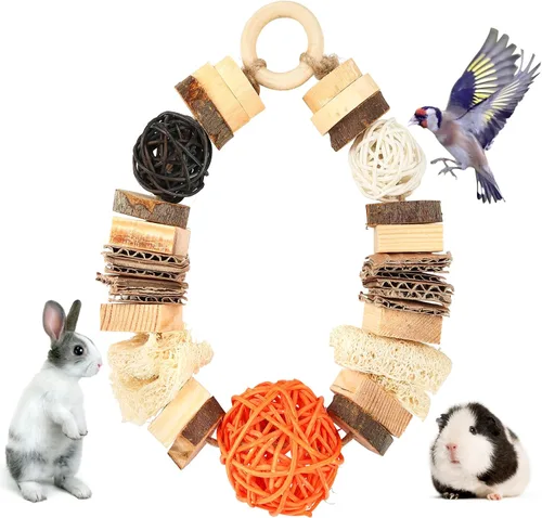 Vista 10 de Abizoo Juguetes masticables de conejillo de indias de Halloween, 3 piezas de juguetes de conejo, conejito de hámster, golosinas de madera para ratas