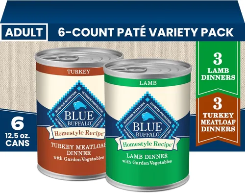 Vista 16 de Blue Buffalo Homestyle Recipe - Paquete variado de paté de comida húmeda para perros, cena de pollo y cena de carne de res con verduras de jardín