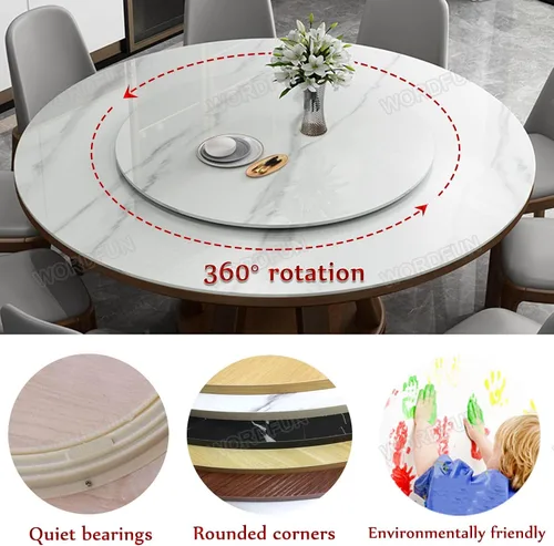 Vista 3 de Tocadiscos de comedor de 80/90/39.4 in, bandeja giratoria para servir, bandeja de servir Lazy Susan, pantalla giratoria para servir, centros