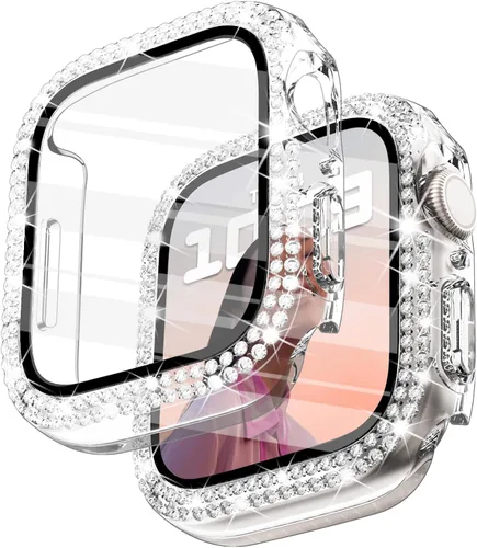 Vista 52 de Surace - Carcasa de 1.49 pulgadas compatible con Apple Watch con protector de pantalla, caja protectora general con diseño de diamantes brillantes